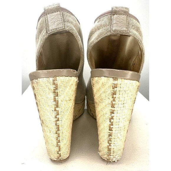 Stuart Weitzman Womens Wedge Heel Sandals Espadrille Platform Canvas Beige 9.5M - Picture 6 of 12